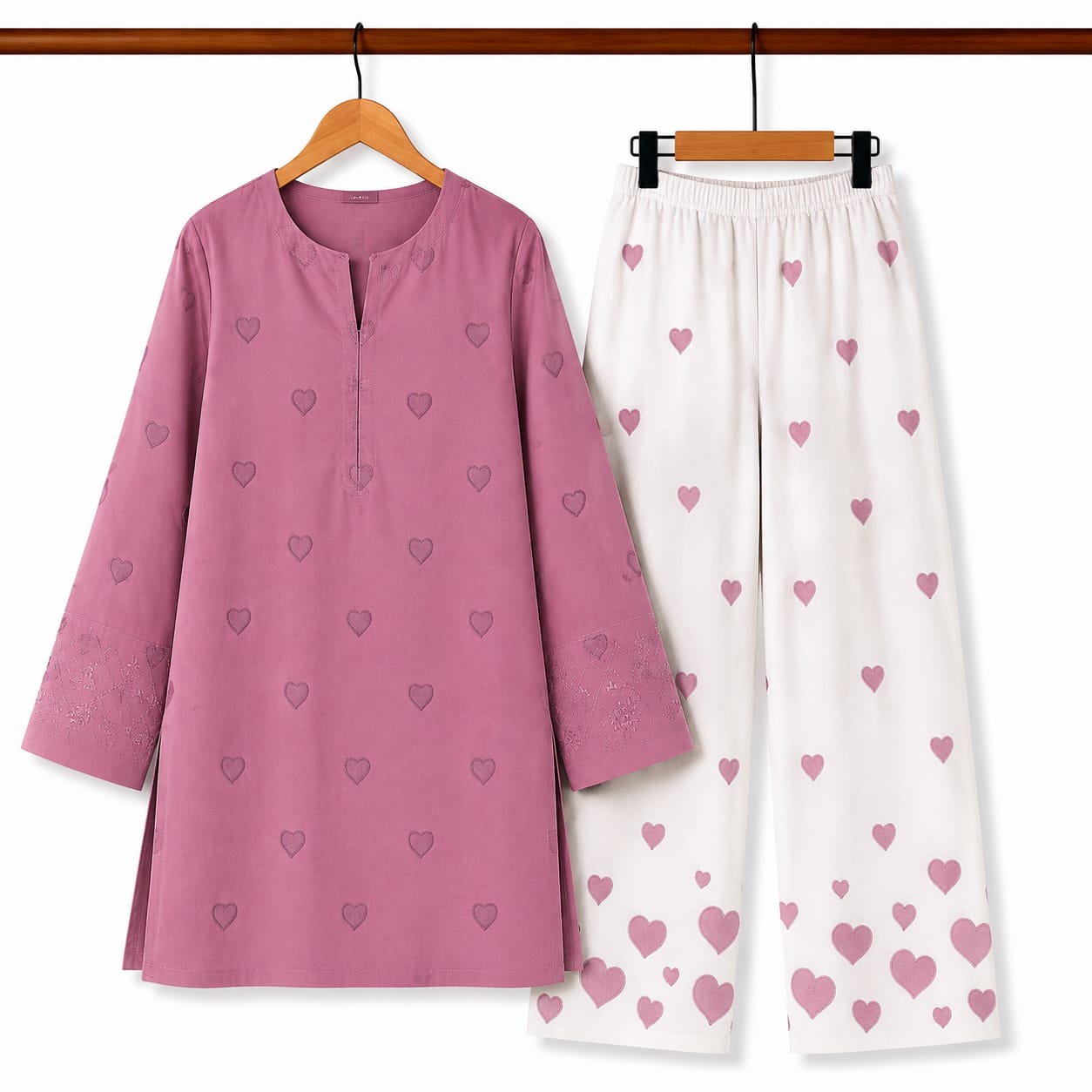 Embroidered Lawn 2-Piece Suit – Heart Print Detail