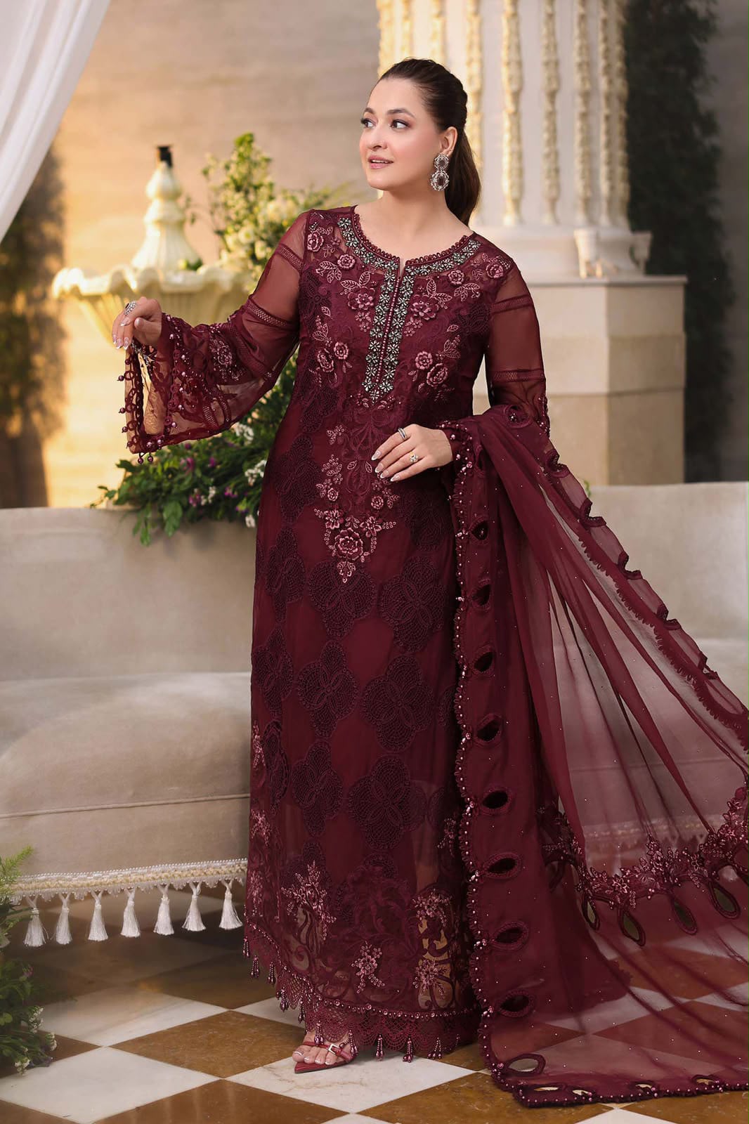 Maria.B Chiffon Collection – Heavy Embroidered 3-Piece Suit