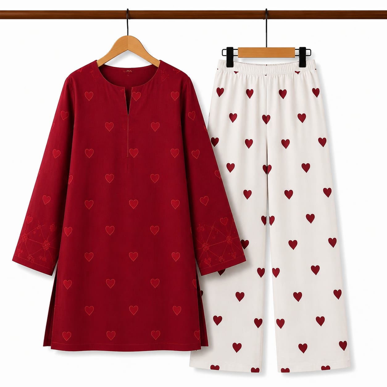 Embroidered Lawn 2-Piece Suit – Heart Print Detail