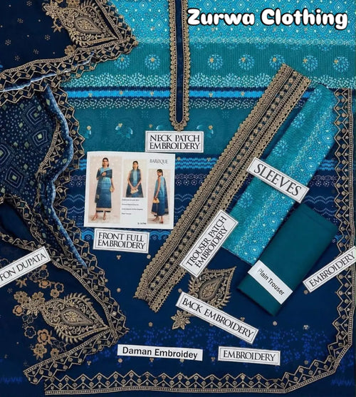 Baroque Embroidered Lawn Suit – Clearance Sale