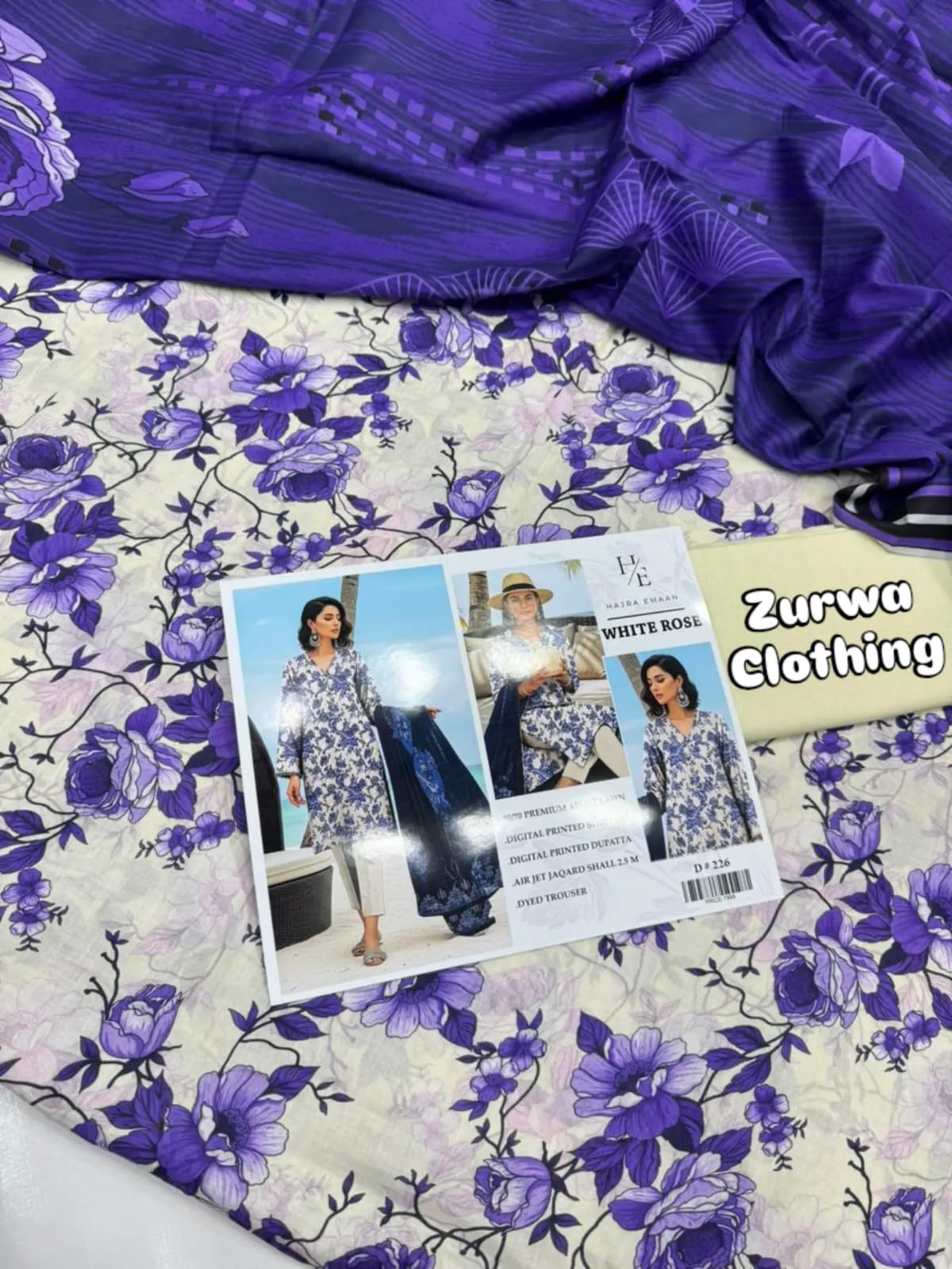 White Rose – Digital Printed Airjet Lawn 3-Piece Suit