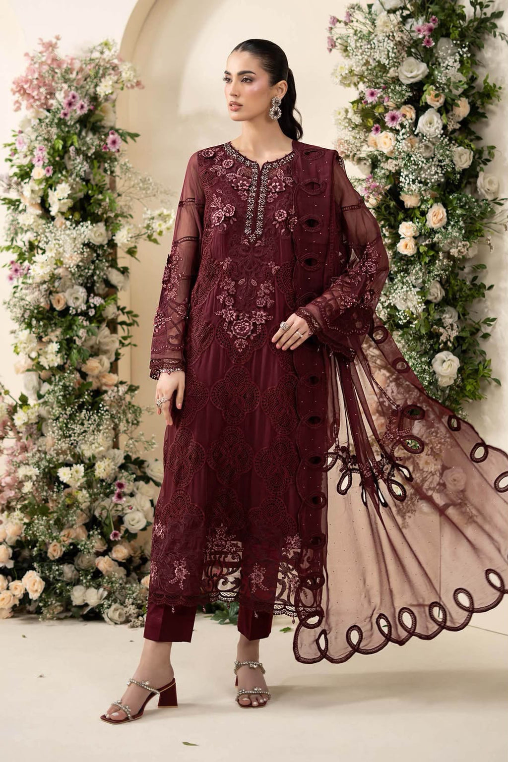 Maria.B Chiffon Collection – Heavy Embroidered 3-Piece Suit