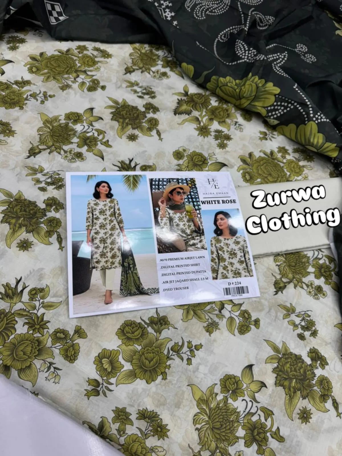 White Rose – Digital Printed Airjet Lawn 3-Piece Suit