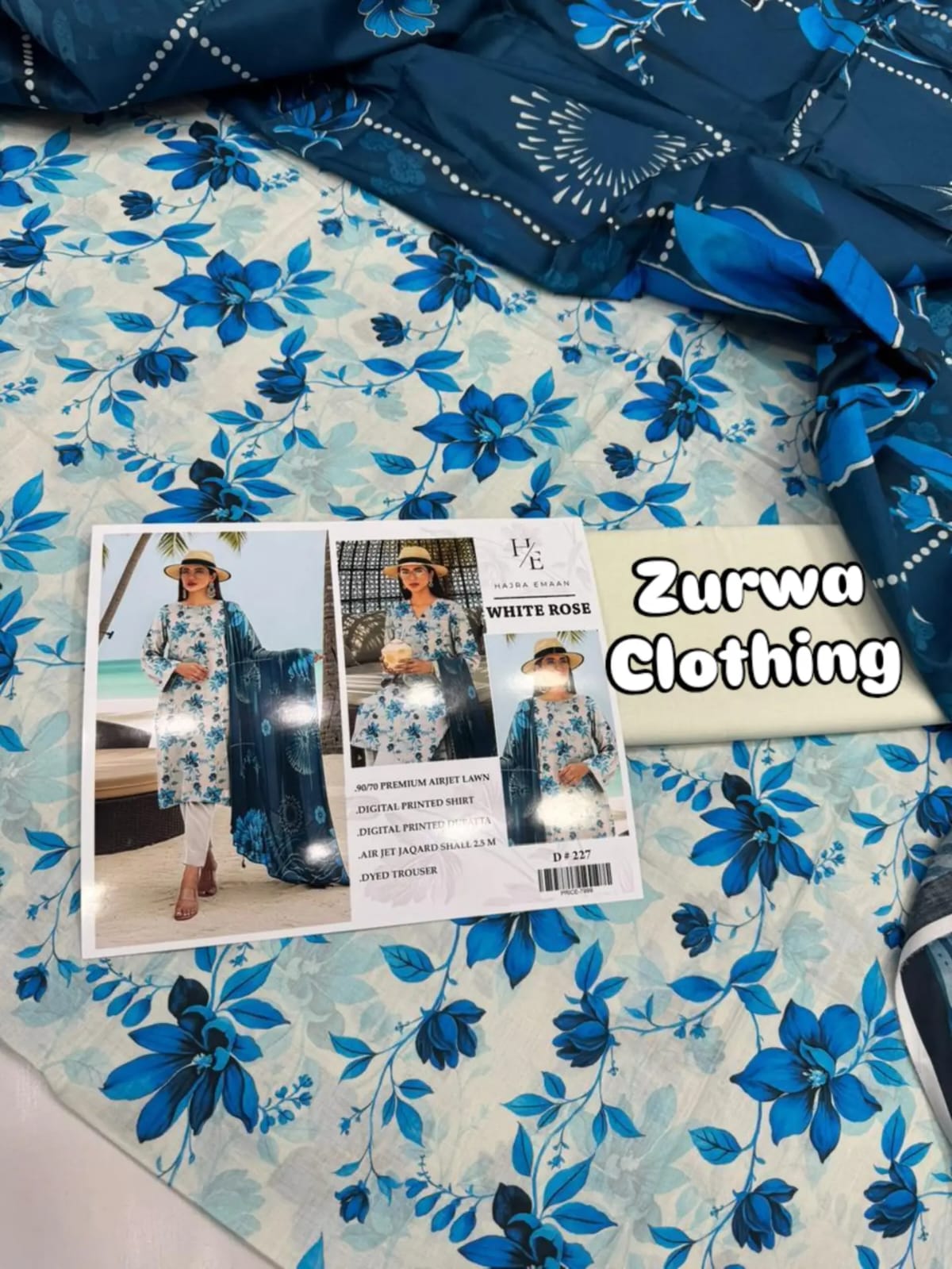 White Rose – Digital Printed Airjet Lawn 3-Piece Suit