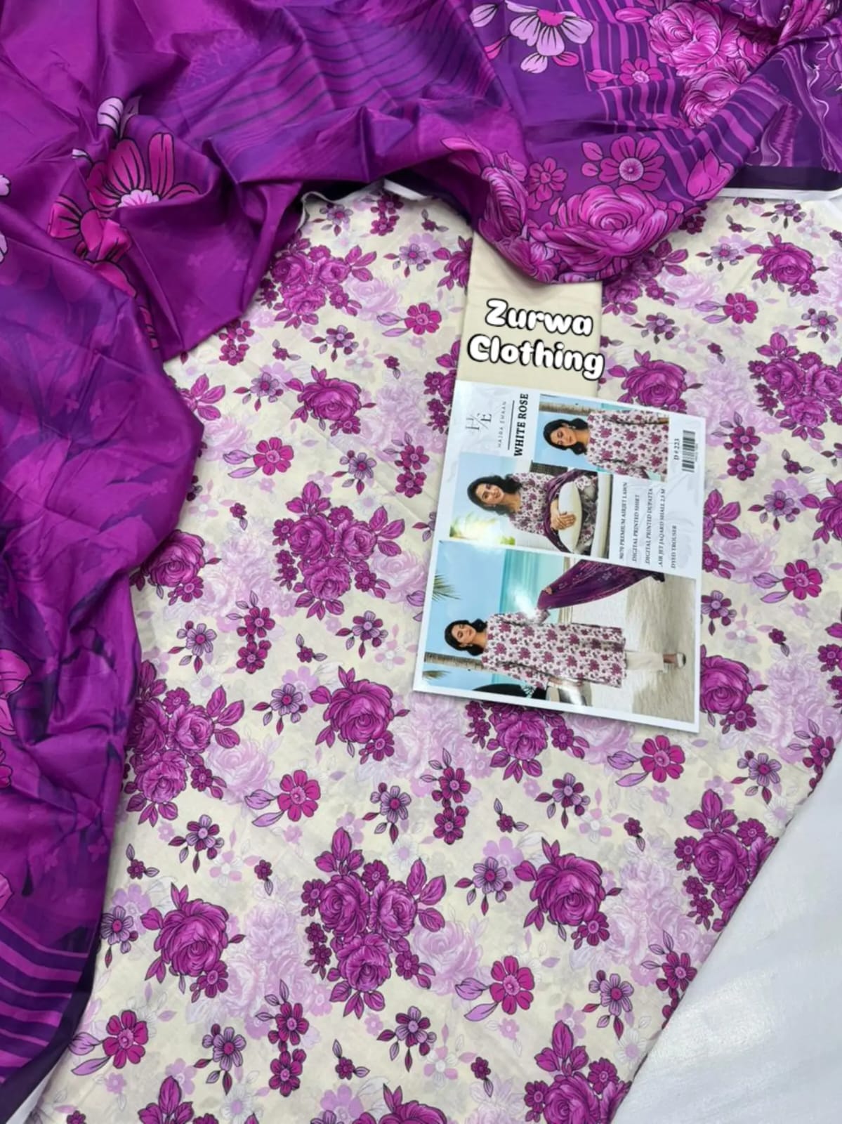 White Rose – Digital Printed Airjet Lawn 3-Piece Suit