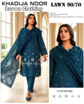 Teal Blue Embroidered Lawn Suit