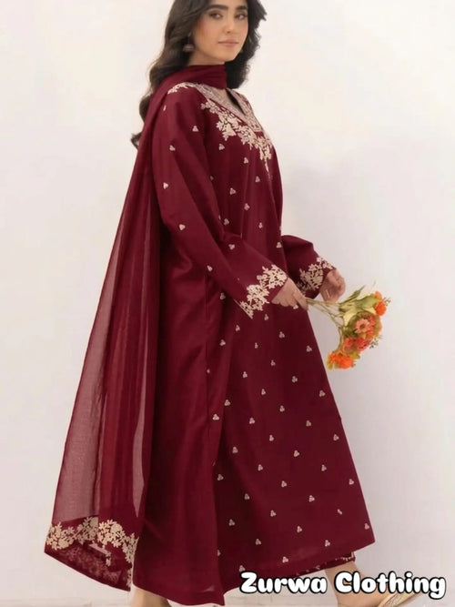 Embroidered Airjet Lawn 3-Piece Suit