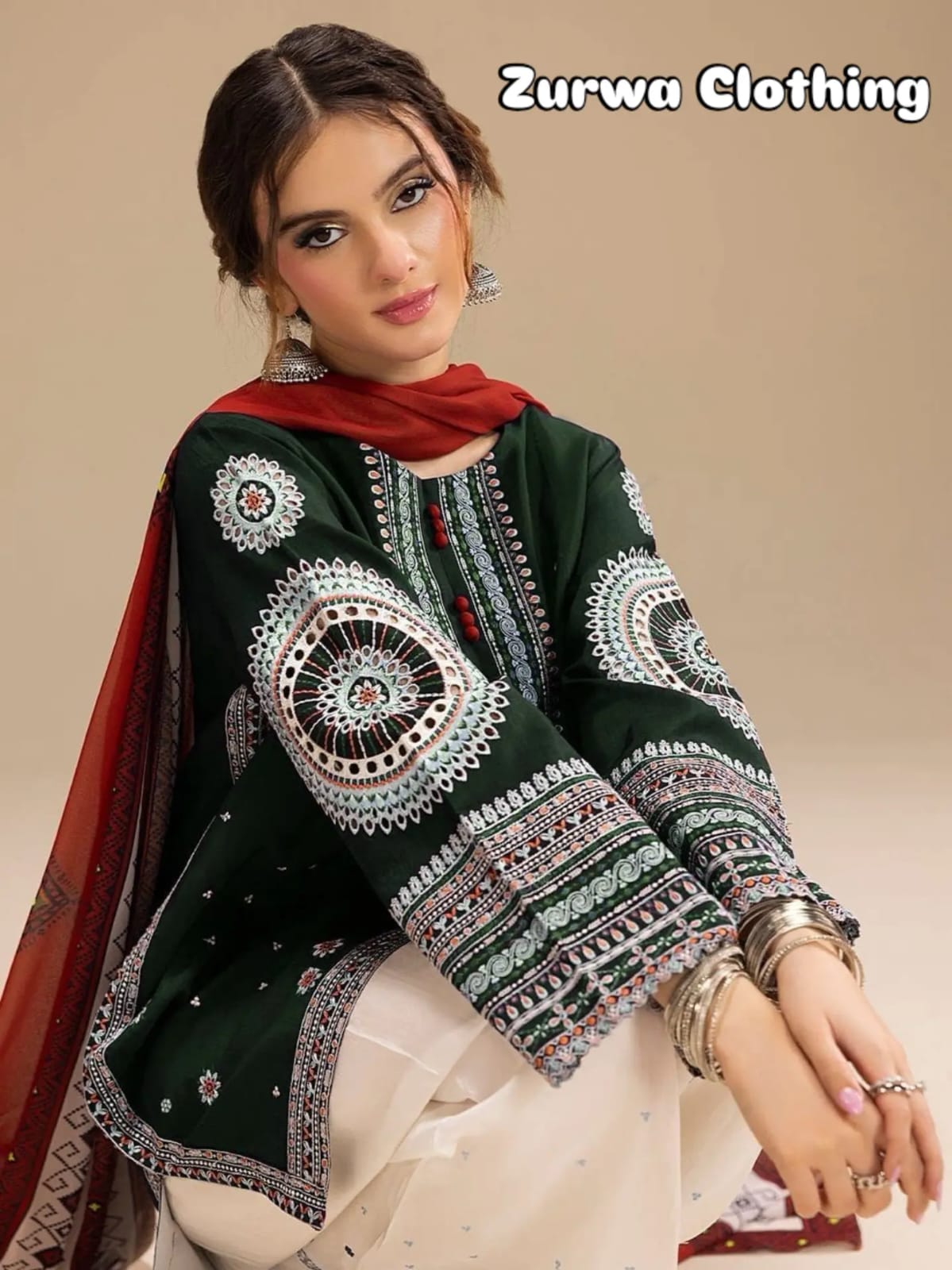 Embroidered Airjet Lawn Suit with Digital Printed Dupatta