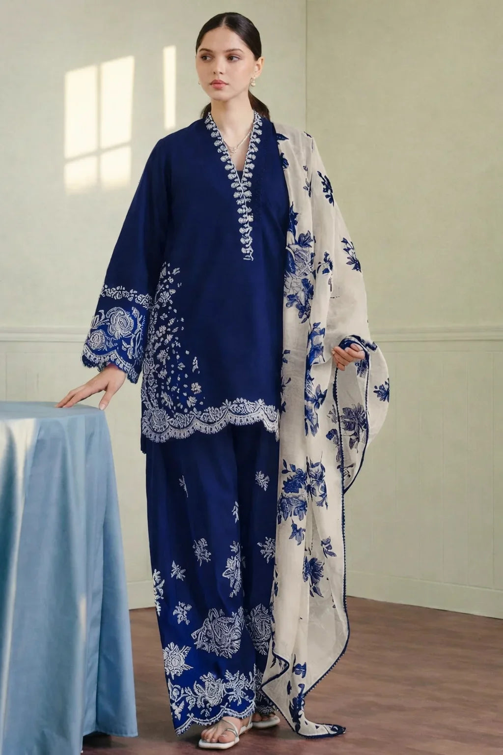 Pure Lawn 3-Piece Stitched Suit – Heavy Embroidered Summer Collection