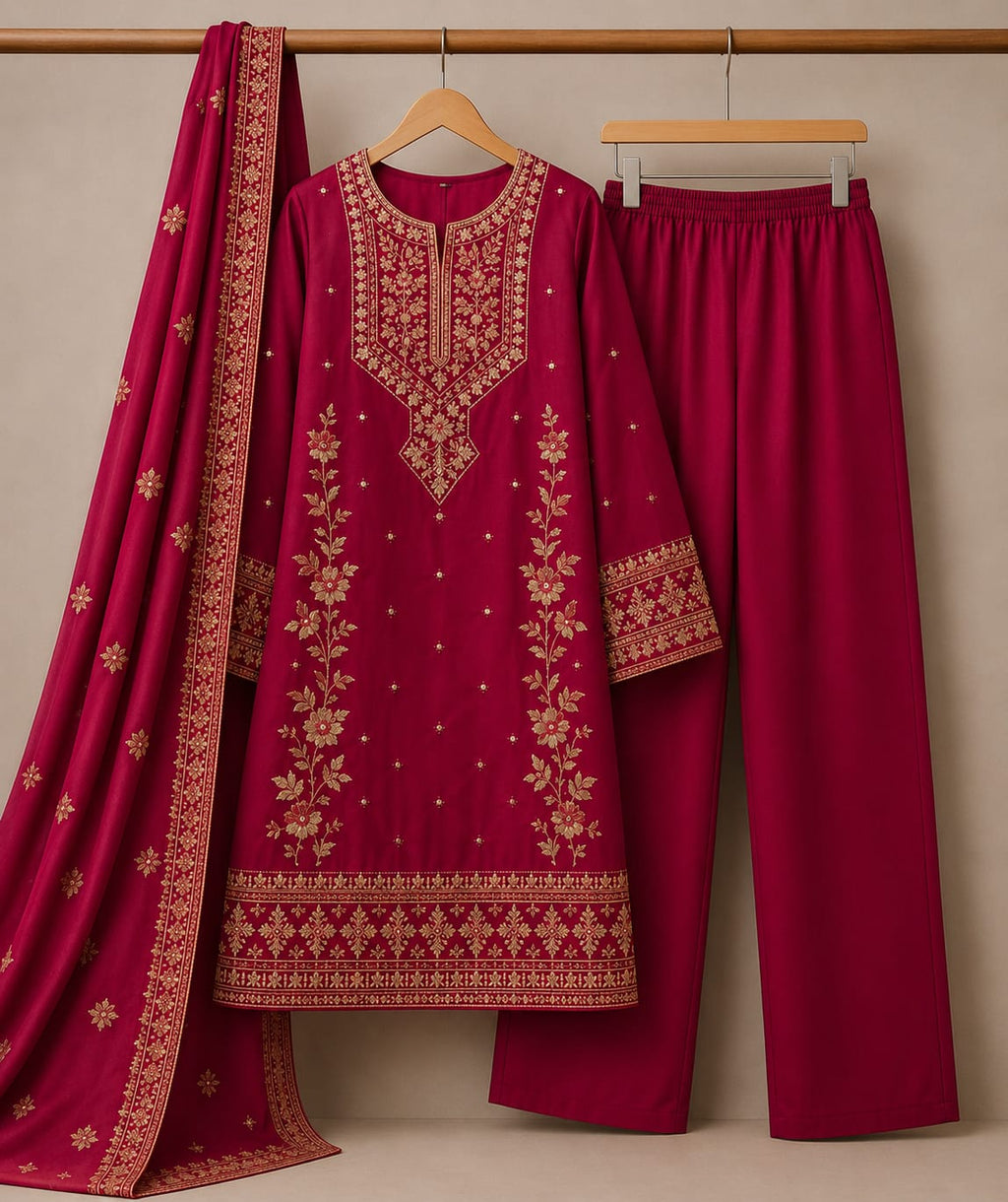 Zurwa Clothing Zainab Chottani 3-Piece Stitched Suit – Winter Collection 2026, Heavy Embroidered Dhanak