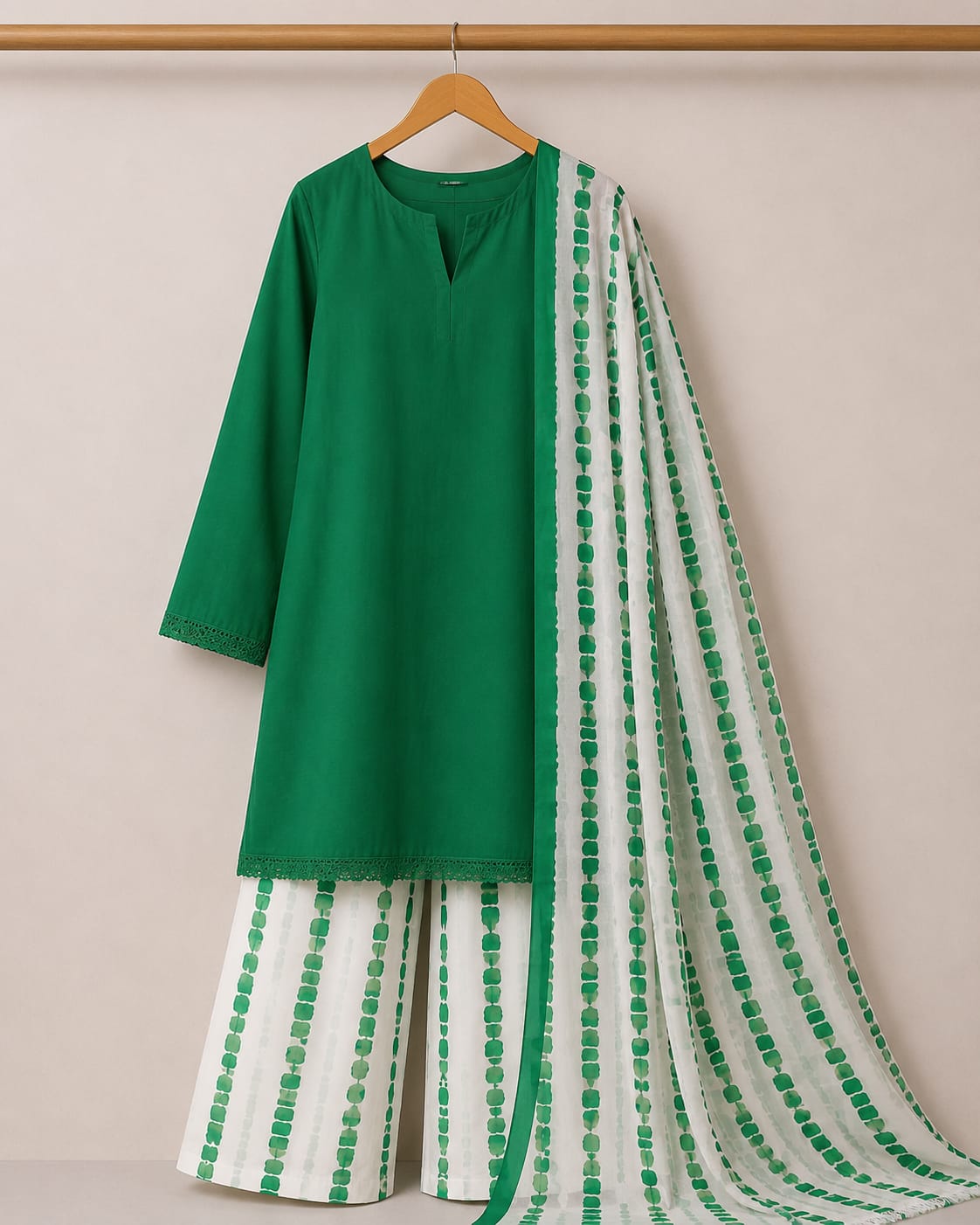 Zurwa Clothing Khaadi 3-Piece Stitched Linen Suit – Linen Collection 2026, Digital Printed Tie & Dye Trouser & Silk Dupatta