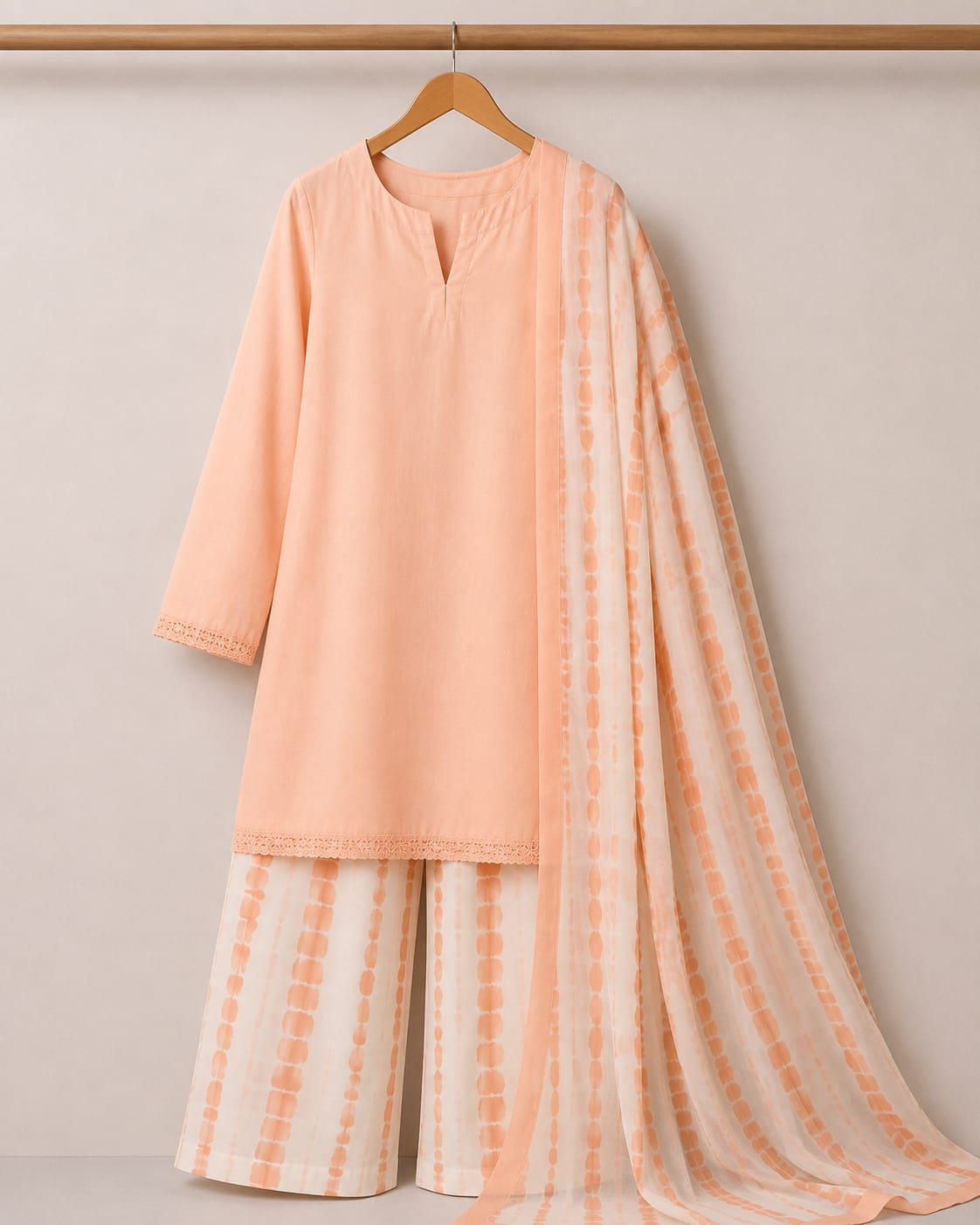 Zurwa Clothing Khaadi 3-Piece Stitched Linen Suit – Linen Collection 2026, Digital Printed Tie & Dye Trouser & Silk Dupatta