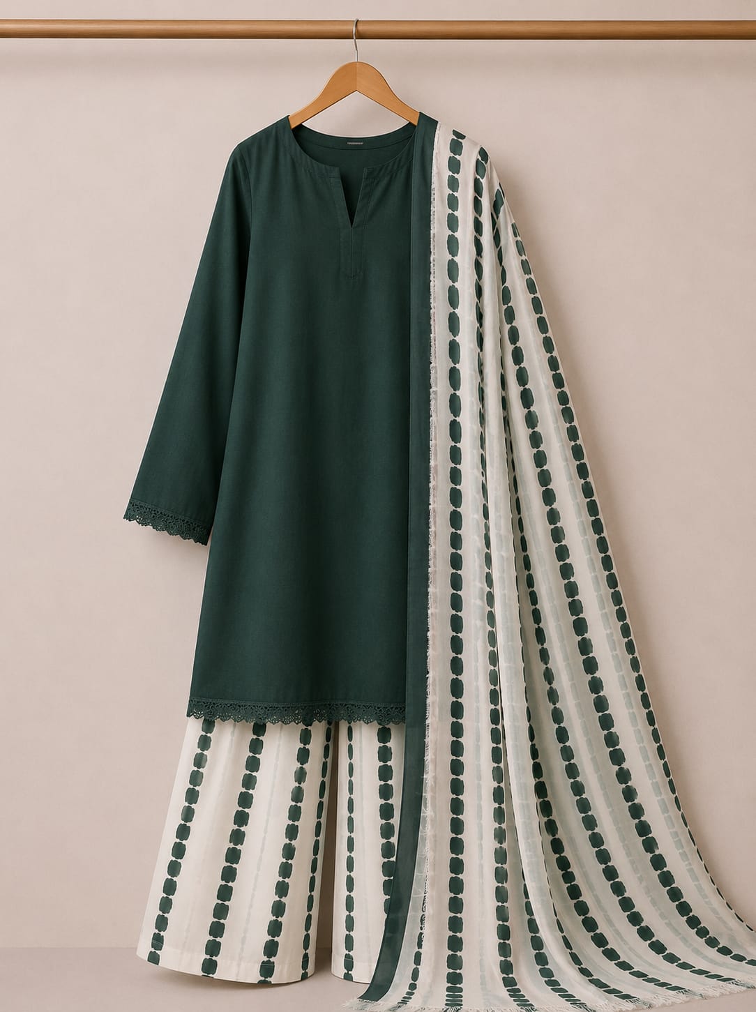 Zurwa Clothing Khaadi 3-Piece Stitched Linen Suit – Linen Collection 2026, Digital Printed Tie & Dye Trouser & Silk Dupatta