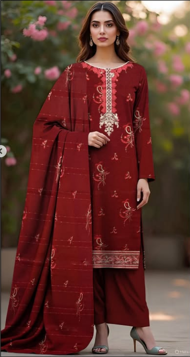 Embroidered Chamki Lawn Suit with Bana Dora Dupatta