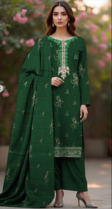Embroidered Chamki Lawn Suit with Bana Dora Dupatta